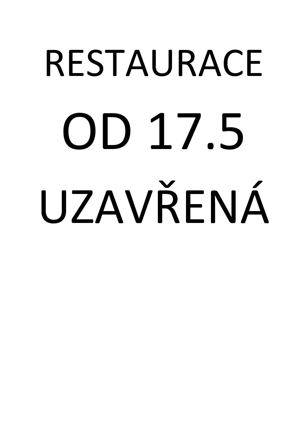 Restaurace U Hrnčíře – Jídelní lístek